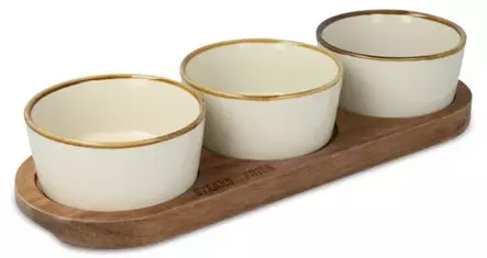 InSideOut Akaasiapuinen tarjoilulauta 3:lla keraamisella pyöreällä kulholla - Ruuansäilytys - LT57208 - 1